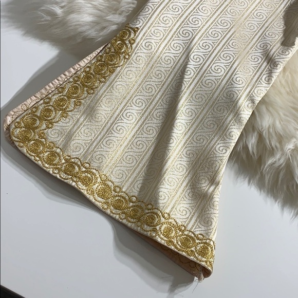 Handmade Gold Bell Sleeve embroidered trim tunic gold custom medium - Picture 5 of 8